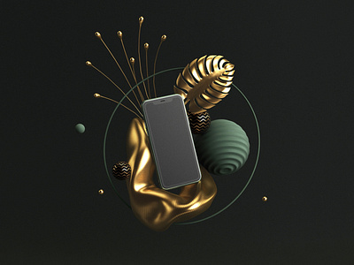 Abstract phone composition 3d 3d art abstract art direction c4d cgi cinema4d colours design green phone render