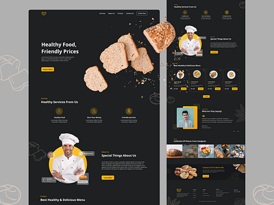 Bakery - Landing Page bakery darkmode expensive figma figmadesign food healty landing page ui uiux website