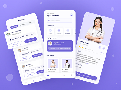 Medical Mobile App aplication app clean design doctor figma figmadesign medical mobile purple trend2021 ui uiux