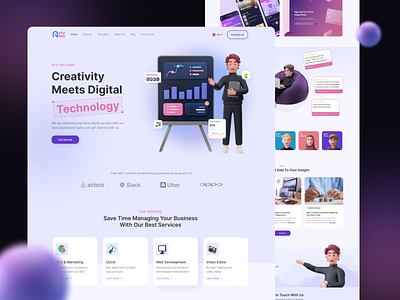 Agency Website 3d agency dark design figma figmadesign landingpage purple studio ui uiux website