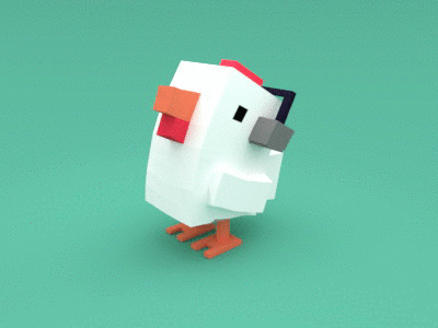 Chicken Music Lover | Animated animation animated gif render poly low isometric illustration cute blender b3d