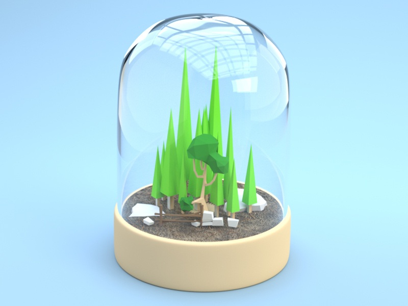 On a Globe (Forest) 3d modeling 3d isometric render low poly blender