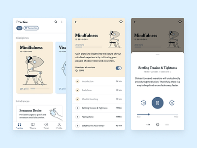 Meditation Mobile App Concept illustration meditation meditation app mindfulness mobile app mobile ui player