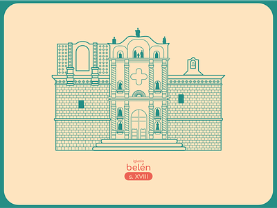 Belen Church artwork barroque church design flat icon illustration line art lineart minimal temple