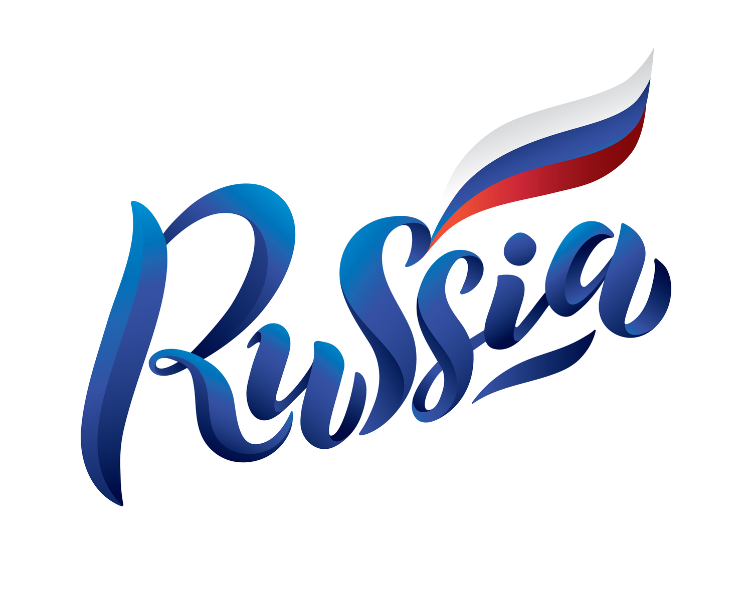 Vector logo of Russia, made in lettering calligraphy style by Irina