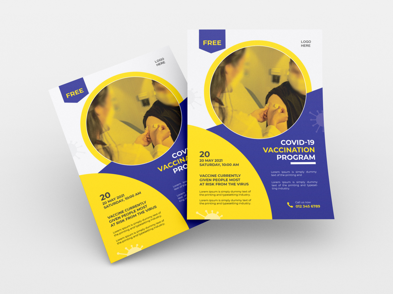 Blue and yellow modern flyer design by PSR STUDIO on Dribbble