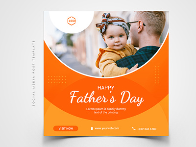 Fathers day social media post template design