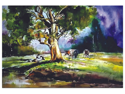 Nature painting watercolor