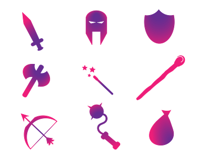 Fantasy Role Playing Icons arrow bow helmet icon icons inventory knight mace shield staff sword wand