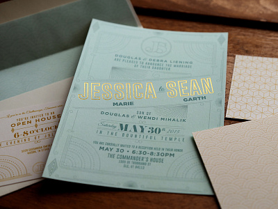 Gold Foiled Wedding Announcements