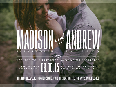 Modern Wedding Announcements announcement bride font modern nature outdoors type typography wedding