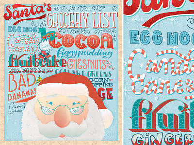 Santa's Grocery List calligraphy christmas font holiday illustration illustrator santa texture type typography vintage