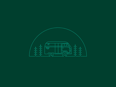 VW Camper adventure camp car design illustration logo outdoor outline simple stroke volkswagon wilderness