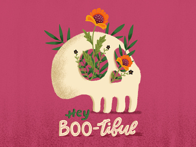 Hey Bootiful design flower halloween handletter handlettering illustration lettering procreate skull type typography