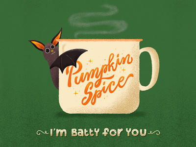 I'm Batty for You bat design font halloween handletter illustration letter lettering procreate pumpkin type typography