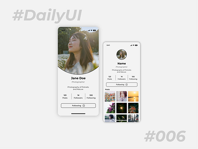 DailyUI #006 User Profile 006 dailyui design graphic design graphiks graphiksdeign instagram minimal mobileui ui ui design ui ux user profile