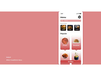 DailyUI #043 Food/Drink Menu appdesign appui dailyui day43 figma fooddrink menu graphiks graphiksdeign menu minimal modern ui ui design user interface