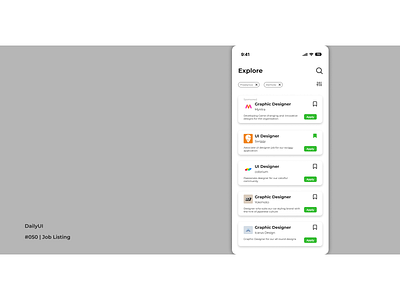 DailyUI #050 Job Listing appui dailyui day50 figma graphiks graphiksdeign job listing minimal mobileui uidesign