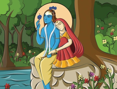 Lord Radha Krishna - Illustration
