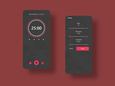 Pomodoro Clock App app design minimal ui ux web website