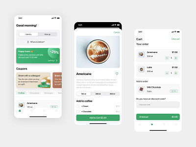 Coffee shop IOS app app checkout coffee delivery design ios mobile store ui ux