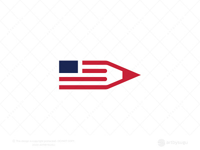 US Flag + Pencil Logo for Sale branding design flag logo icon illustration logo logodesign logoforsale logoground logotype morden premade logo ready made logo symbol unused logo vector