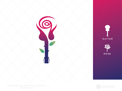 Guitar Rose Logo for Sale branding design icon illustration logo logodesign logoforsale logoground logotype morden premade logo ready made logo symbol unused logo vector