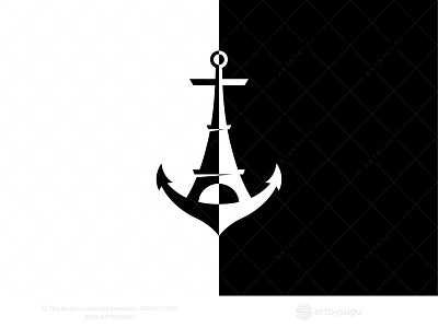 Eiffel Tower And Anchor Logo for Sale anchor logo branding design eiffel tower icon illustration logo logodesign logoforsale logoground logotype morden premade logo ready made logo symbol unused concept unused logo vector