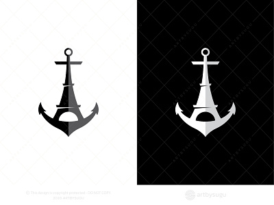 Eiffel Tower And Anchor Logo for Sale anchor logo branding design eiffel tower france icon illustration logo logodesign logoforsale logogram logoground logotype morden paris premade logo ready made logo symbol unused logo vector