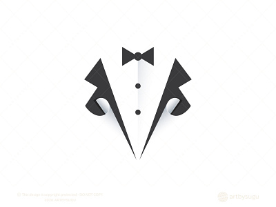 Suit + Sheet Logo for Sale bow branding design icon illustration logo logodesign logoforsale logoground logotype morden negative space logo premade logo ready made logo sheet logo suit symbol unused logo vector