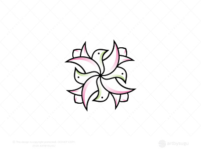 Bird Flower Logo for Sale bird logo branding design flower icon illustration logo logodesign logoforsale logoground logotype morden premade logo ready made logo symbol unused logo vector