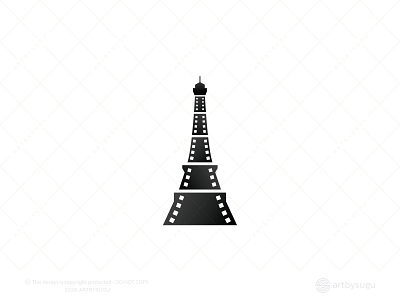 Eiffel Tower and Film Logo for sale branding cinema design icon illustration logo logodesign logoforsale logoground logotype morden premade logo ready made logo symbol unused logo vector