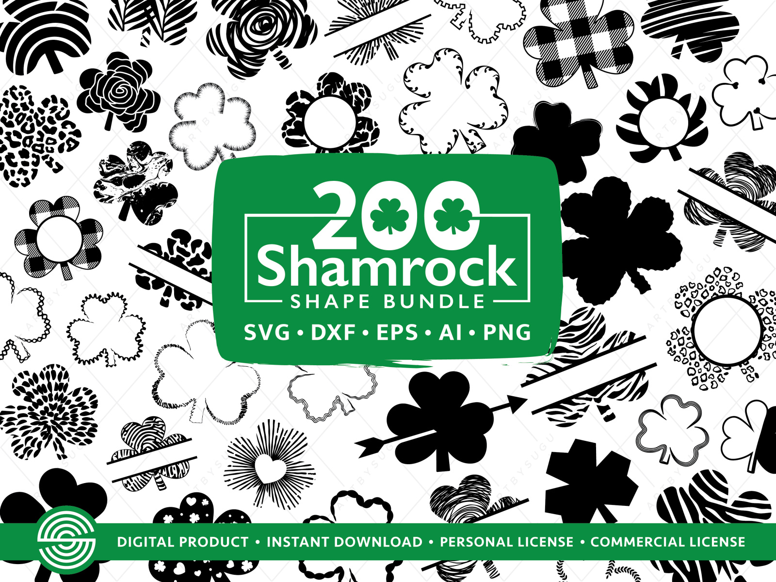 200 Shamrock shape SVG | St Patrick's Day Svg Bundle by artbysugu on