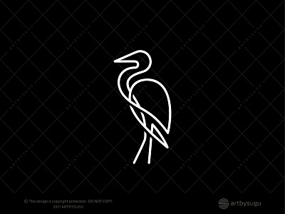 Monoline Heron Logo bird logo brand design branding branding design design flamingo heron logo illustration line art logo logo design logo for sale logo type minimal monoline morden premade logo ready made logo symbol unused logo