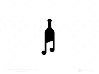 Wine Music Logo for Sale branding branding design design exclusive logo illustration logo logo design logo for sale logo type minimal morden music logo premade logo ready made logo symbol unused logo vector wine bottle logo wine logo wine music logo