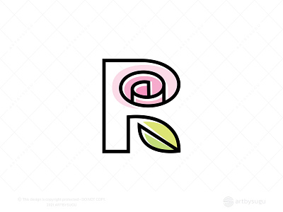 Monoline Letter R Rose Logo Sale