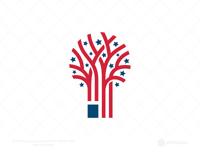 American Tree Logo for Sale american flag logo american logo branding creative graphic design illustration logo logo design logo for sale logomark logotype modern morden premade logo ready made logo tree logo unused logo usa flag logo usa logo vector