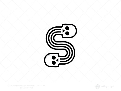 Letter S And Skull Logo for Sale branding design graphic design illustration letter s skull lettermark logo logo design logo for sale logo mark logo type morden premade logo ready made logo s logo s mark skull logo typography unused logo vector