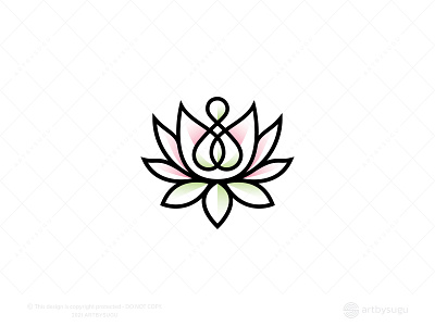 Yoga Lotus Meditation Logo (for Sale) branding design graphic design icon illustration logo logodesign logoforsale logoground logotype lotus logo meditation monoline morden premade logo ready made logo symbol unused logo vector yoga logo