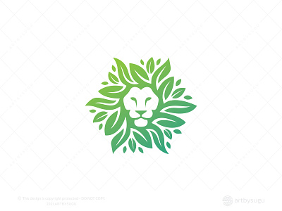 Lion Leaf Logo (for Sale) animal logo branding design graphic design icon illustration leaf logo lion logo logo logodesign logoforsale logotype morden natural logo premade logo ready made logo symbol unused logo vector