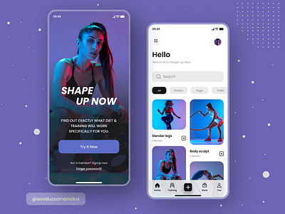 Fitness App Design app design appuidesign appuiux case study concept daily ui design figma fitness fitness app fitness app design gym idea inspiration mobile mobile design new ui woman fitness yoga