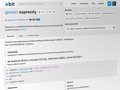 Bit component - Overview tab bitsrc component overview