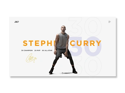 Stephen Curry website redesign africa athlete basketball branding design gold golden state warriors grey invision minimalist nba new popular portfolio sport steph curry stephen curry studio ui web