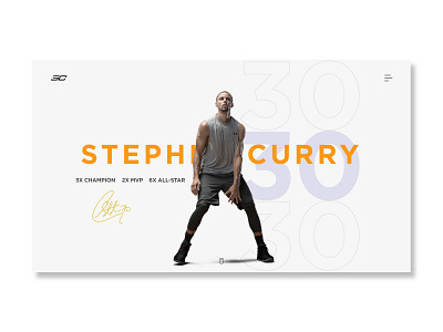 Stephen Curry website redesign africa athlete basketball branding design gold golden state warriors grey invision minimalist nba new popular portfolio sport steph curry stephen curry studio ui web