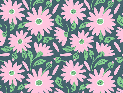 Vector seamless pattern of summer light pink blossoms and leaves blossom chamomile fabric fashion flat leaves seamless pattern seamlesspattern shapes summer surface surface design surface pattern textile texture vector vector flowers wallpaper wrapping paper