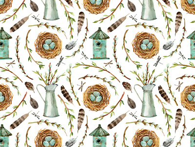 Spring pattern fabric illustraion illustration pattern seamless pattern surface design surface pattern textile wallpaper watercolor watercolor pattern