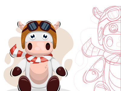 pilot moo apparel book illustrations branding character childrens illustration cow illustration illustrator logo tshirt vector