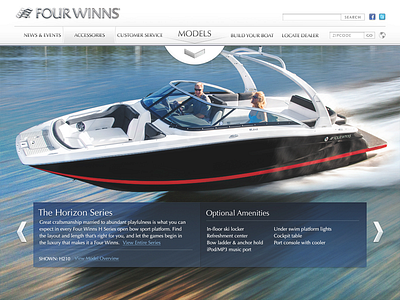 Four Winns elegant luxury parallax post production speedboat typography ui ux website yacht