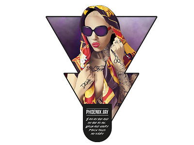 Phoenix Dribble fashion glasses illustration model portrait purple scarf tattoo tattoos triangle waves