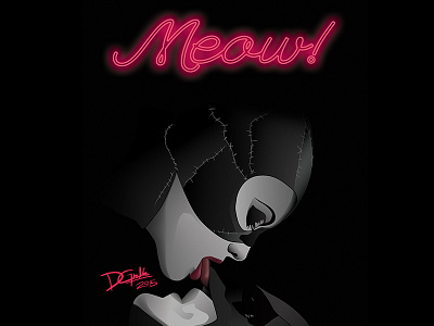 Meow batman black and white cat catwoman dc comics dgrafiks gotham meow neon pink vector